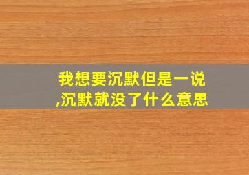 我想要沉默但是一说,沉默就没了什么意思