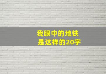 我眼中的地铁是这样的20字