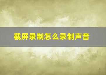 截屏录制怎么录制声音