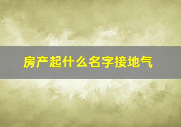 房产起什么名字接地气