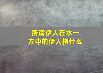 所谓伊人在水一方中的伊人指什么