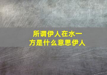 所谓伊人在水一方是什么意思伊人