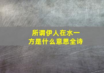 所谓伊人在水一方是什么意思全诗