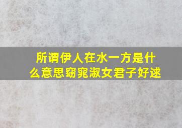 所谓伊人在水一方是什么意思窈窕淑女君子好逑