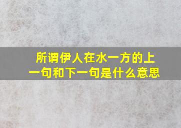 所谓伊人在水一方的上一句和下一句是什么意思