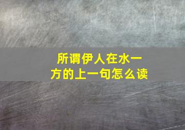 所谓伊人在水一方的上一句怎么读