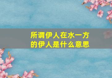 所谓伊人在水一方的伊人是什么意思