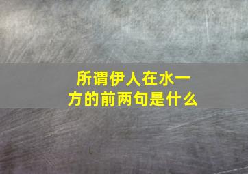 所谓伊人在水一方的前两句是什么