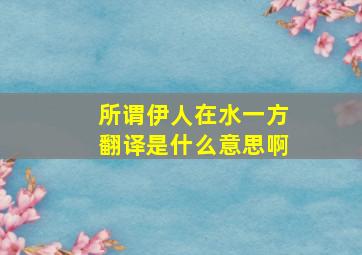 所谓伊人在水一方翻译是什么意思啊