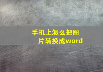 手机上怎么把图片转换成word