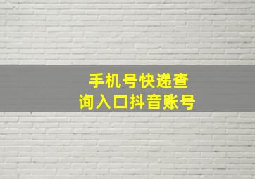 手机号快递查询入口抖音账号