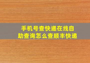 手机号查快递在线自助查询怎么查顺丰快递