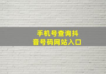 手机号查询抖音号码网站入口