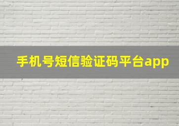 手机号短信验证码平台app