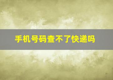 手机号码查不了快递吗