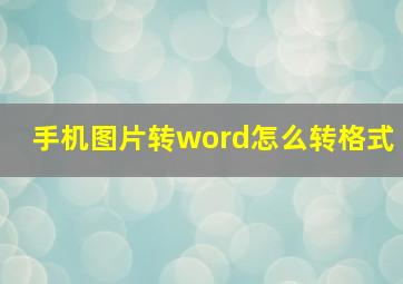 手机图片转word怎么转格式