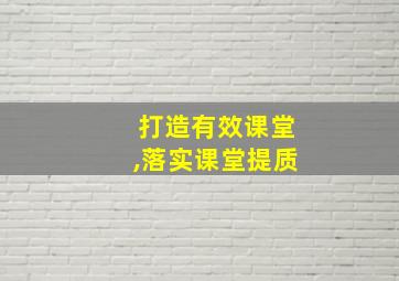 打造有效课堂,落实课堂提质