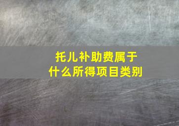 托儿补助费属于什么所得项目类别