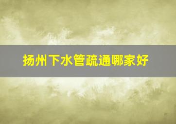 扬州下水管疏通哪家好