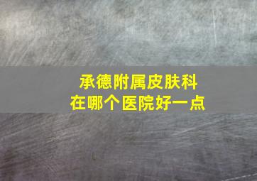 承德附属皮肤科在哪个医院好一点