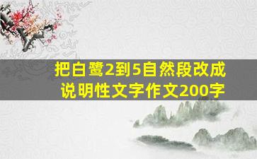 把白鹭2到5自然段改成说明性文字作文200字