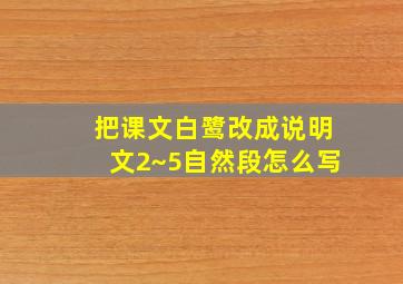 把课文白鹭改成说明文2~5自然段怎么写