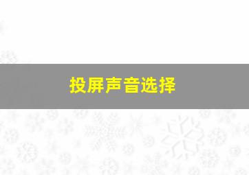 投屏声音选择