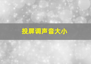 投屏调声音大小