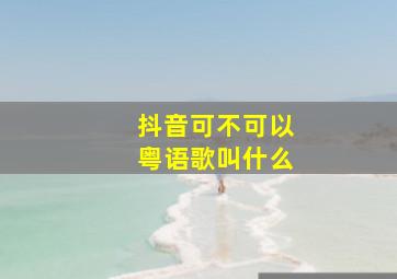 抖音可不可以粤语歌叫什么