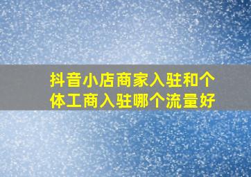 抖音小店商家入驻和个体工商入驻哪个流量好