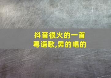 抖音很火的一首粤语歌,男的唱的