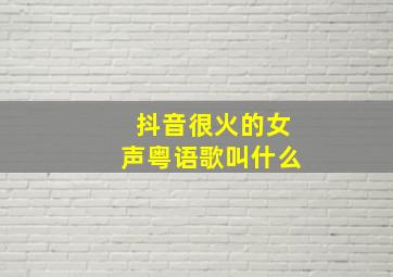 抖音很火的女声粤语歌叫什么