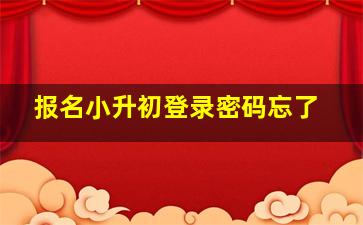 报名小升初登录密码忘了