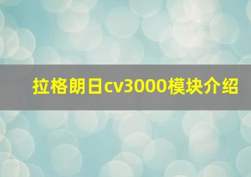 拉格朗日cv3000模块介绍