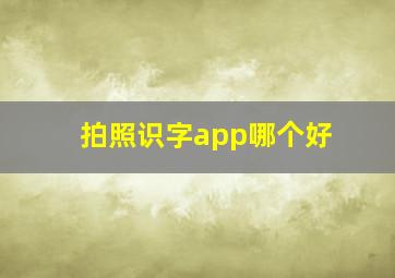 拍照识字app哪个好