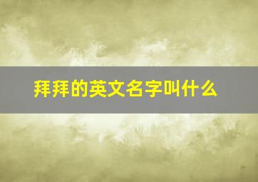 拜拜的英文名字叫什么