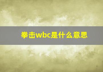 拳击wbc是什么意思