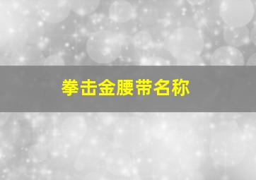 拳击金腰带名称