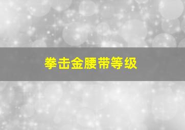 拳击金腰带等级