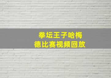 拳坛王子哈梅德比赛视频回放