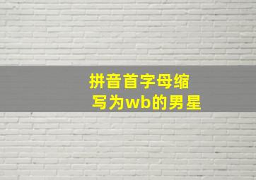 拼音首字母缩写为wb的男星