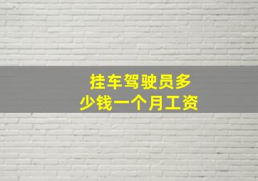 挂车驾驶员多少钱一个月工资