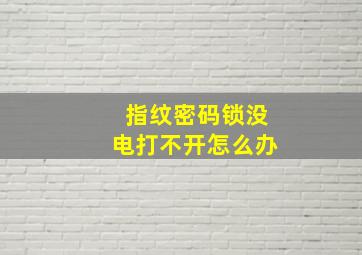 指纹密码锁没电打不开怎么办