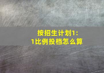 按招生计划1:1比例投档怎么算