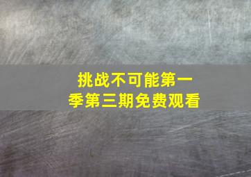 挑战不可能第一季第三期免费观看