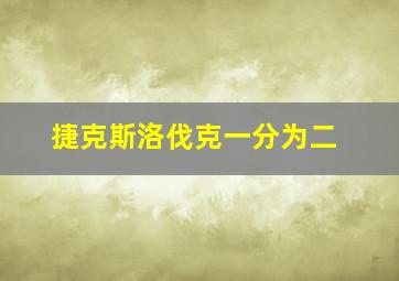 捷克斯洛伐克一分为二