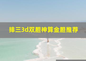 排三3d双胆神算金胆推荐