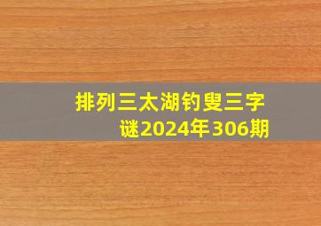 排列三太湖钓叟三字谜2024年306期