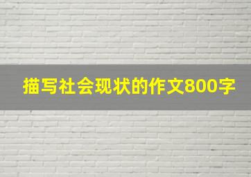 描写社会现状的作文800字