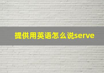 提供用英语怎么说serve